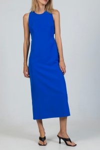 Stretch cut-out midi dress with knitted details royal blue