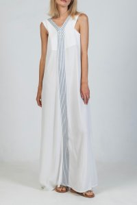 Crepe marocaine maxi dress with knitted details ivory