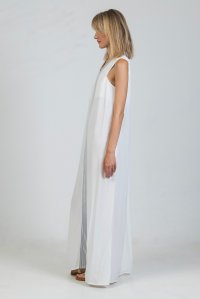 Crepe marocaine maxi dress with knitted details ivory