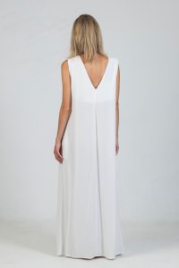 Crepe marocaine maxi dress with knitted details ivory