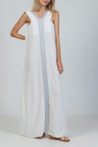 Crepe marocaine maxi dress with knitted details ivory