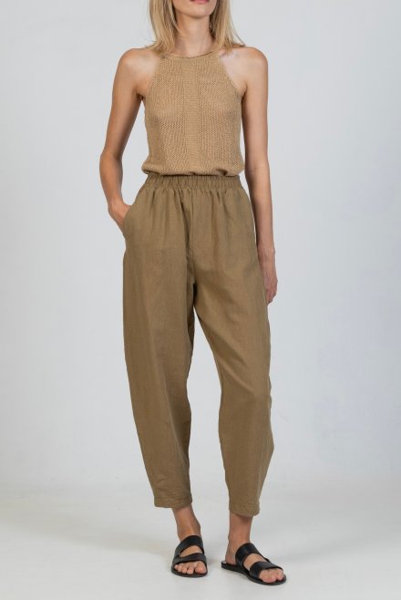 Oversized pants with linen olive green