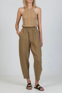 Oversized pants with linen olive green