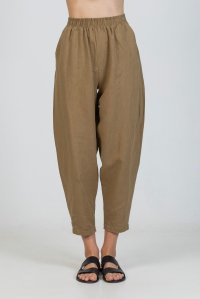 Oversized pants with linen olive green