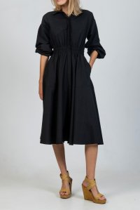 Ballon sleeved dress black