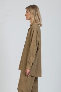 Oversized πουκάμισο με λινό olive green