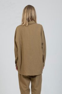 Oversized shirt with linen olive green