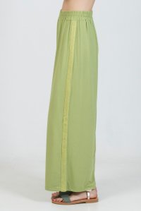 Jersey wide leg pants with knitted details bright green