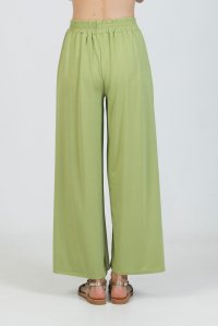 Jersey wide leg pants with knitted details bright green