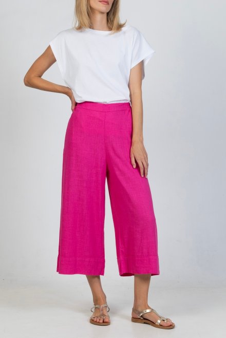 linen blend cropped pants fuchia