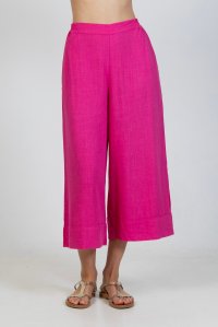 linen blend cropped pants fuchia