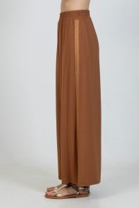 Jersey wide leg pants with knitted details camel