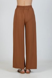 Jersey wide leg pants with knitted details camel