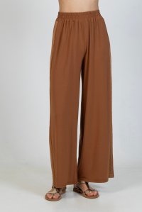 Jersey wide leg pants with knitted details camel