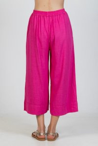 linen blend cropped pants fuchia