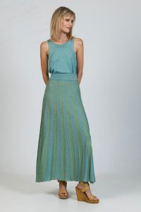 Lurex multicolored maxi skirt teal -mint -tan gold