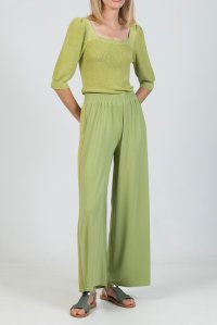 Lurex puffed sleeved top bright green