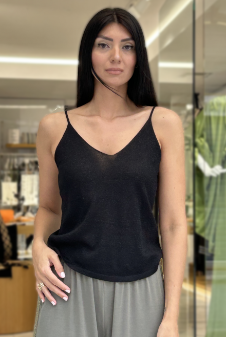 Lurex basic cropped top black