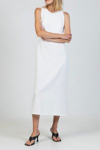 Stretch cut-out midi dress with knitted details ivory