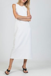 Stretch cut-out midi dress with knitted details ivory