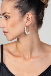 Earrings gold-white