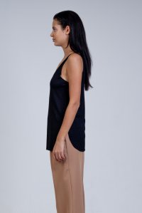 Lurex v-neck and v-back tank top black