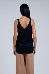 Lurex v-neck and v-back tank top black