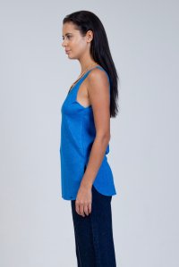 Lurex v-neck and v-back tank top royal blue