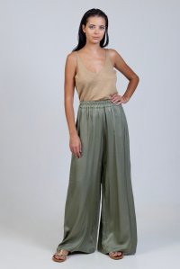 Satin basic pants khaki