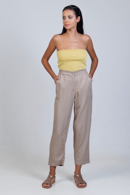 Tencel straight pants taupe