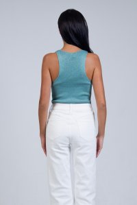 Lurex ribbed tank cropped top teal