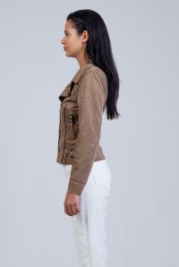 Suede jacket taupe