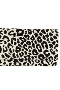 Leopard τσάντα φάκελος από βισκόζη και lurex ivory -black