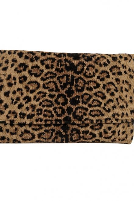 Leopard τσάντα φάκελος από βισκόζη και lurex camel -black