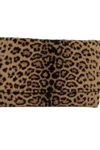 Leopard τσάντα φάκελος από βισκόζη και lurex camel -black