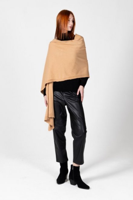 Viscose sequined wrap camel