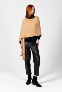 Viscose sequined wrap camel