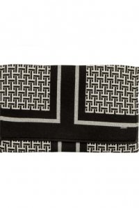 Viscose-lurex geometric pattern envelope bag black-ivory-silver