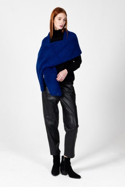 Mohair-lurex blend wrap navy