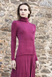 Lurex turtleneck sweater bordeaux