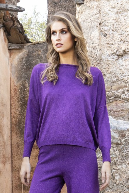 Lurex relaxed fit top violet