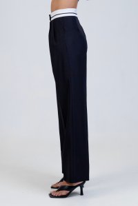 Pants with turned waist black