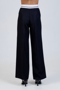 Pants with turned waist black