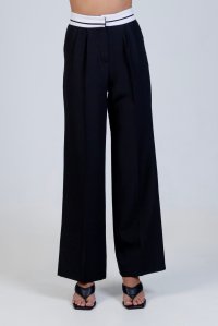 Pants with turned waist black