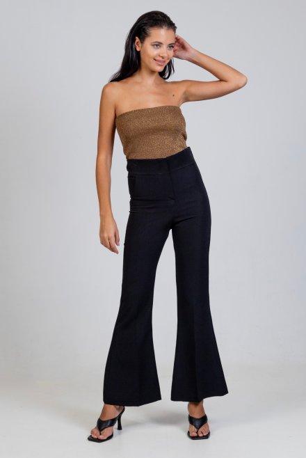 High waist bell-bottom pants black