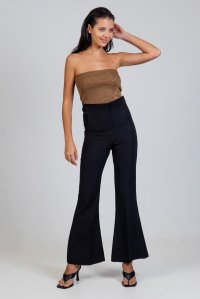 High waist bell-bottom pants black