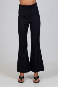 High waist bell-bottom pants black