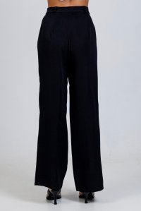 Straight pleated pants black