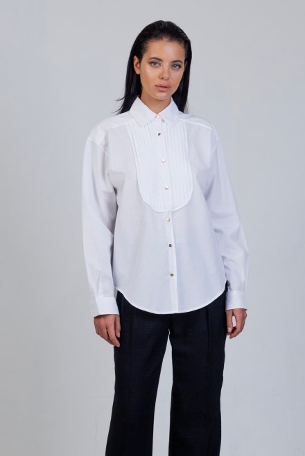 Shirt with gold buttons white