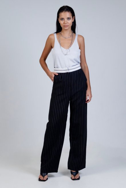 Striped pants black